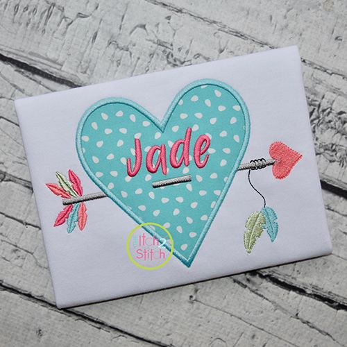 Heart Feathered Arrow Applique | Machine Embroidery Designs by JuJu