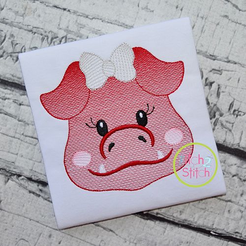 Hog Face Girl Sketch Embroidery | Machine Embroidery Designs by JuJu