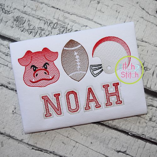 Hog Football Trio Sketch Embroidery | Machine Embroidery Designs by JuJu