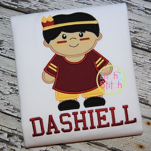 Indian Boy Jersey Applique | Machine Embroidery Designs by JuJu
