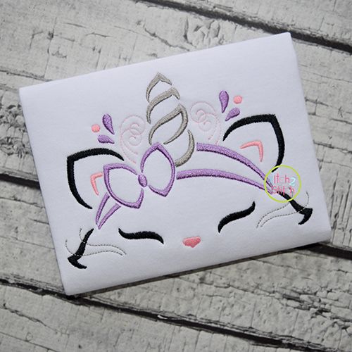 Kitty Unicorn Horn Embroidery | Machine Embroidery Designs by JuJu