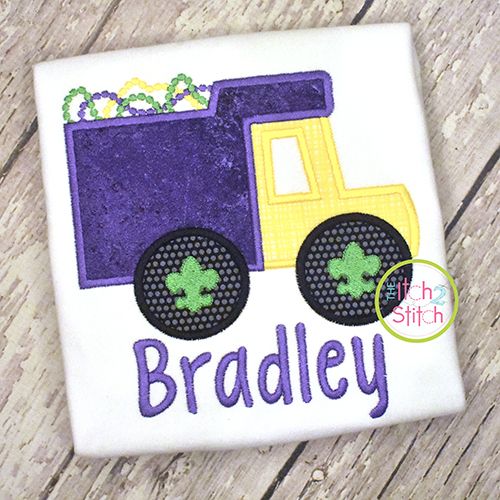 Mardi Gras Dump Truck Applique | Machine Embroidery Designs by JuJu