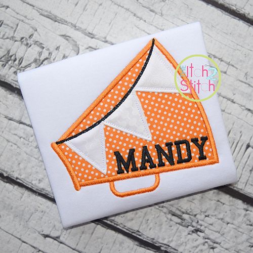Megaphone Pennant Applique | Machine Embroidery Designs by JuJu