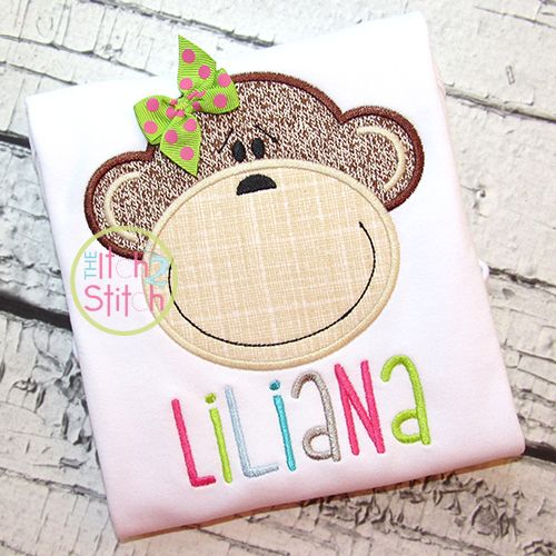 Monkey Face 2 Applique | Machine Embroidery Designs by JuJu