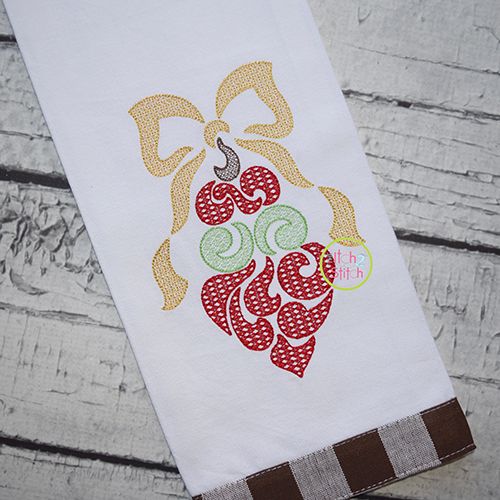 Swirly Ornament with Bow Motif Embroidery | Machine Embroidery Designs by JuJu