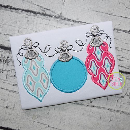 Ornament Trio Applique | Machine Embroidery Designs by JuJu