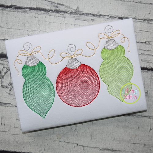Ornament Trio Sketch Embroidery | Machine Embroidery Designs by JuJu
