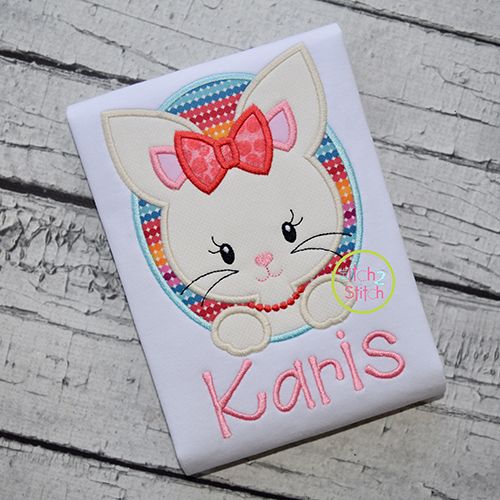 Oval Bunny Girl Applique | Machine Embroidery Designs by JuJu