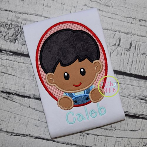 Oval Farm Boy Applique | Machine Embroidery Designs by JuJu