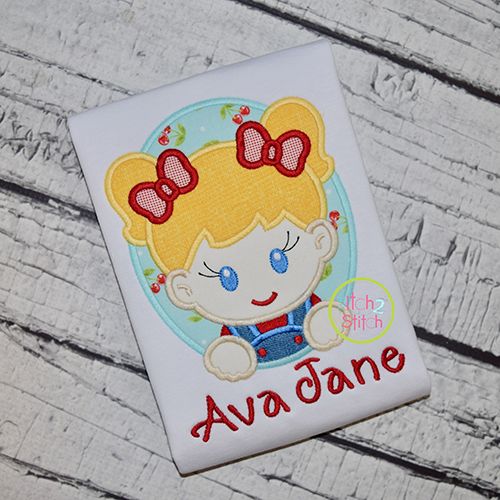 Oval Farm Girl Applique | Machine Embroidery Designs by JuJu
