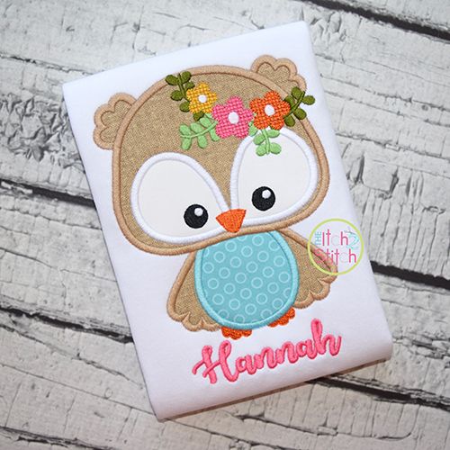 Owl Flowers Applique | Machine Embroidery Designs by JuJu