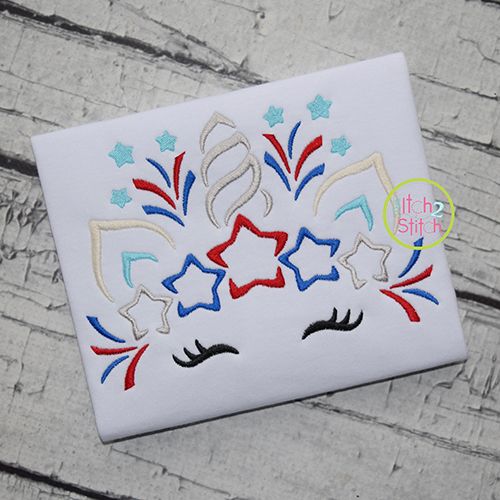 Patriotic Unicorn Horn Embroidery | Machine Embroidery Designs by JuJu
