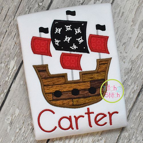 Pirate Ship Applique | Machine Embroidery Designs by JuJu