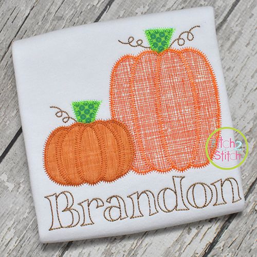 Pumpkin Pair Zig Zag Applique | Machine Embroidery Designs by JuJu
