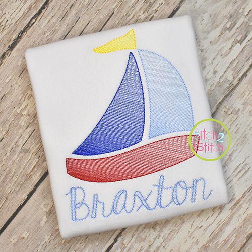 Sailboat Sketch | Machine Embroidery Designs by JuJu