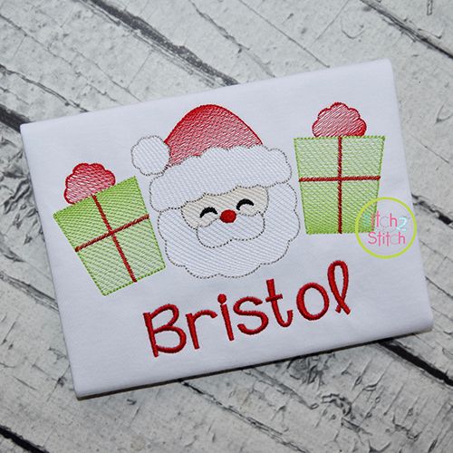 Santa Gifts Trio Sketch Embroidery | Machine Embroidery Designs by JuJu