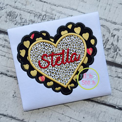 Scalloped Double Heart Applique | Machine Embroidery Designs by JuJu