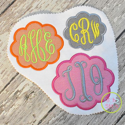 Scalloped Oval Monogram Frame Applique | Machine Embroidery Designs by JuJu