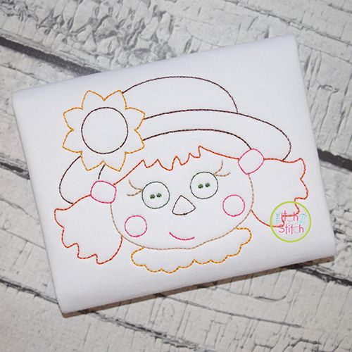 Scarecrow Face Girl Bean Embroidery | Machine Embroidery Designs by JuJu