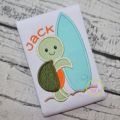 Sea Turtle Surfboard Applique | Machine Embroidery Designs by JuJu