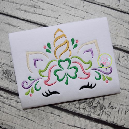 Unicorn Horn with Shamrock Embroidery | Machine Embroidery Designs by JuJu