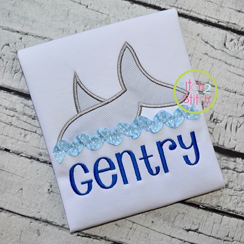 Shark in Water Applique | Machine Embroidery Designs by JuJu