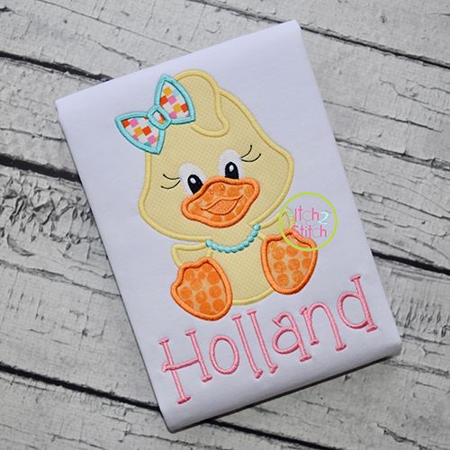 Sitting Duck Girl Applique | Machine Embroidery Designs by JuJu