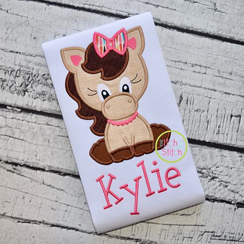 Sitting Horse Girl Applique | Machine Embroidery Designs by JuJu