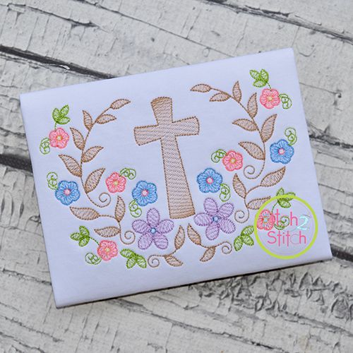 Itch 2 Stitch Cross Floral Swag Sketch Digital Embroidery Machine Designs by JuJu