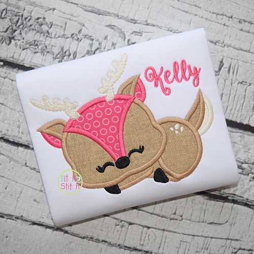 Sleeping Deer Applique | Machine Embroidery Designs by JuJu