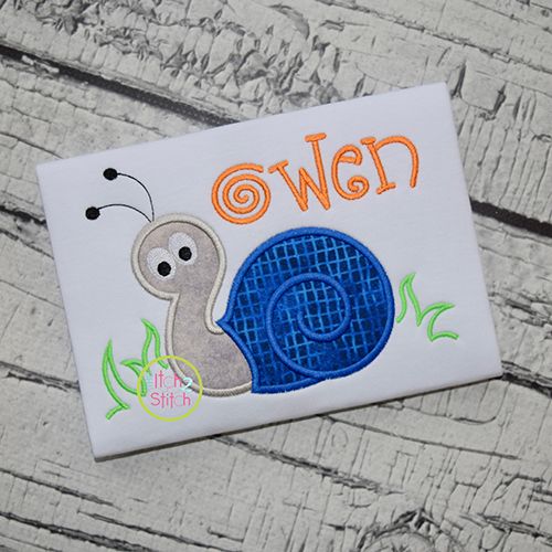 Snail in Grass Applique | Machine Embroidery Designs by JuJu