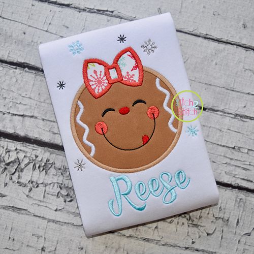 Snowflake Gingerbread Girl Applique | Machine Embroidery Designs by JuJu