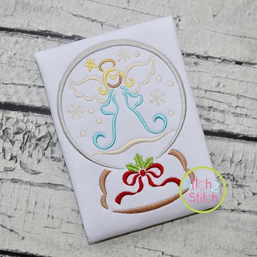 Snow Globe Angel Embroidery | Machine Embroidery Designs by JuJu
