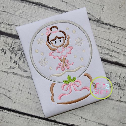 Snow Globe Ballerina Embroidery | Machine Embroidery Designs by JuJu