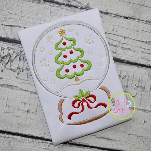 Snow Globe Christmas Tree Embroidery | Machine Embroidery Designs by JuJu