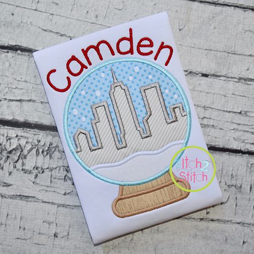 Snow Globe Cityscape Applique | Machine Embroidery Designs by JuJu