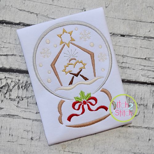 Snow Globe Manger Embroidery | Machine Embroidery Designs by JuJu
