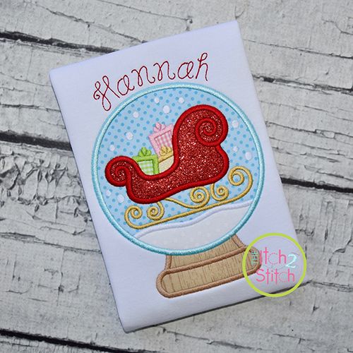 Snow Globe Sleigh Applique | Machine Embroidery Designs by JuJu