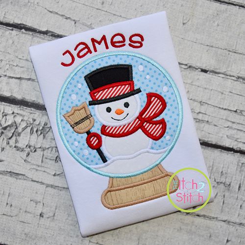 Snow Globe Snowman Applique | Machine Embroidery Designs by JuJu