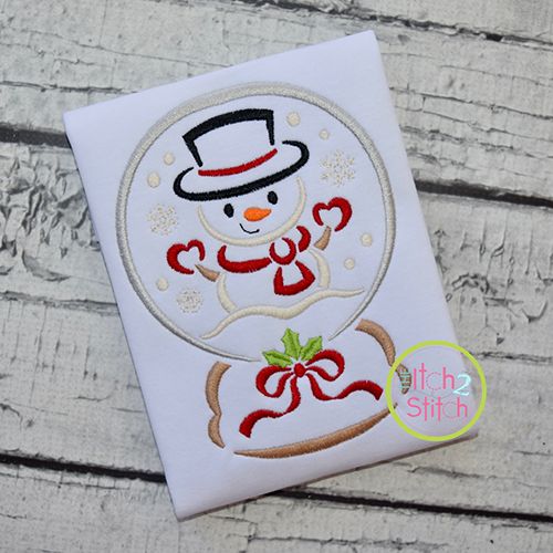 Snow Globe Snowman Embroidery | Machine Embroidery Designs by JuJu