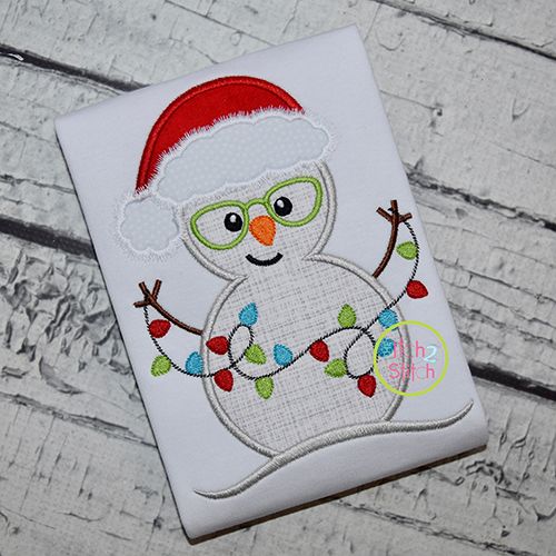 Snowman Glasses Lights Applique | Machine Embroidery Designs by JuJu