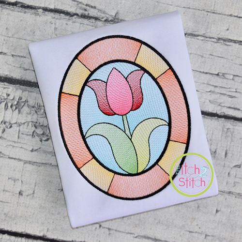 Itch 2 Stitch Stained Glass Tulip Sketch Digital Embroidery Machine Designs by JuJu
