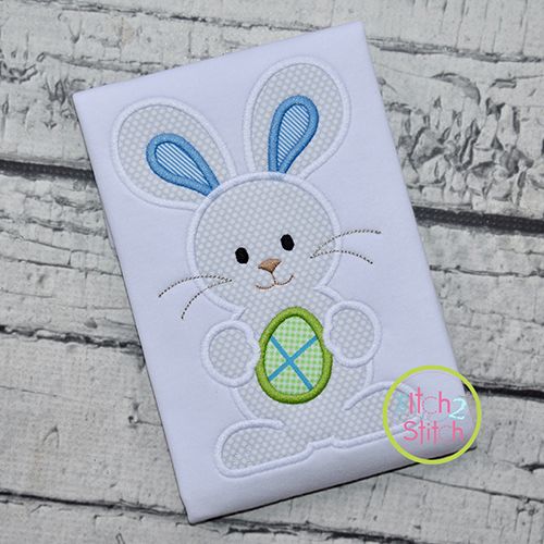 Standing Bunny with Egg Boy Applique | Machine Embroidery Designs by JuJu