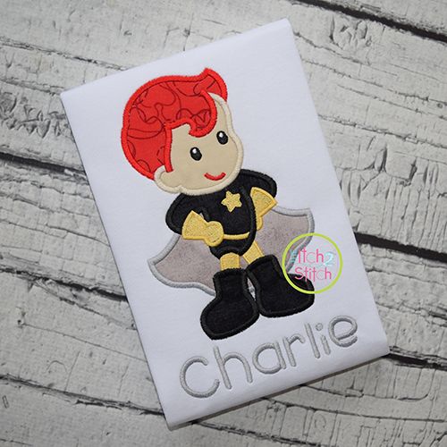 Superhero Standing Boy Applique | Machine Embroidery Designs by JuJu