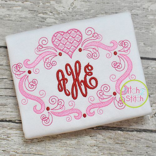 Super Swirly Heart Frame Sketch Embroidery Design | Machine Embroidery Designs by JuJu