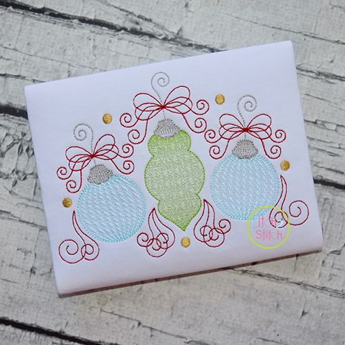 Super Swirly Ornament Trio Sketch Embroidery | Machine Embroidery Designs by JuJu