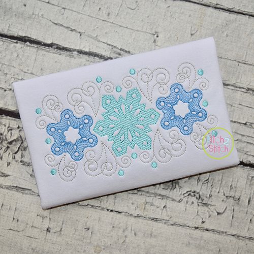 Super Swirly Snowflake Trio Sketch Embroidery | Machine Embroidery Designs by JuJu