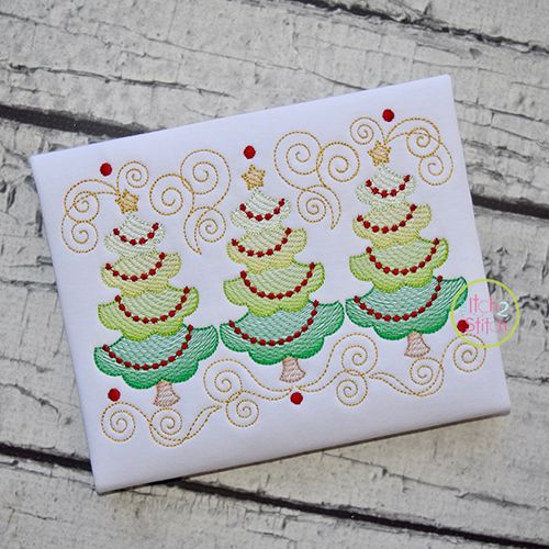 Super Swirly Tree Trio Sketch Embroidery | Machine Embroidery Designs by JuJu