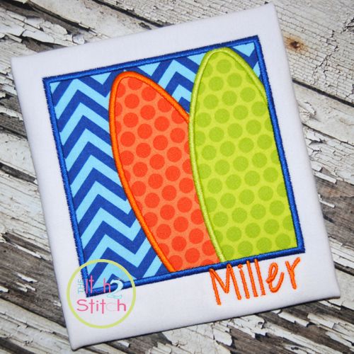 Surfboard Box Applique | Machine Embroidery Designs by JuJu