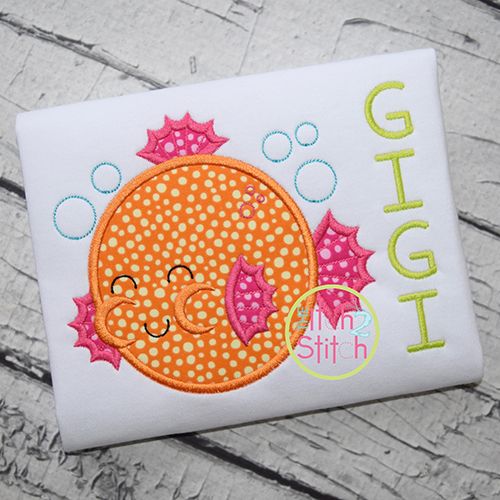 Sweet Pufferfish Applique | Machine Embroidery Designs by JuJu